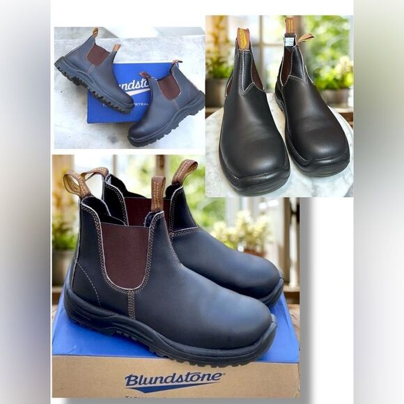 BLUNDSTONE 172 Leather Safety Work Chelsea Boot Stout Brown AUS 10.5 US Men 11.5 - Picture 1 of 16